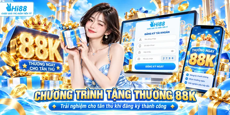 Chương trình tặng thưởng 88K trải nghiệm cho tân thủ khi đăng ký thành công