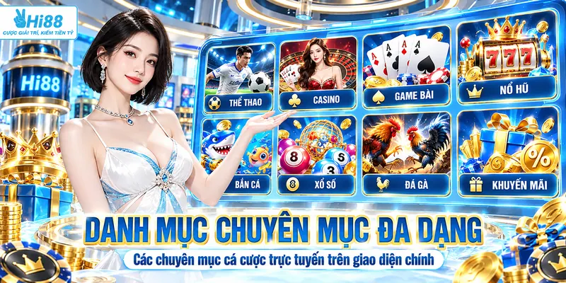 Danh mục các chuyên mục cá cược trực tuyến đa dạng trên giao diện chính
