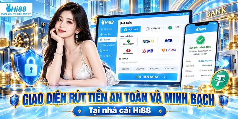 Giao diện rút tiền an toàn và minh bạch tại nhà cái Hi88